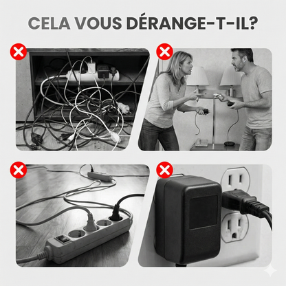 EspaceNet™ – Hub Secteur & USB 4-en-1 : Contrôle Individuel et Veilleuse Douce