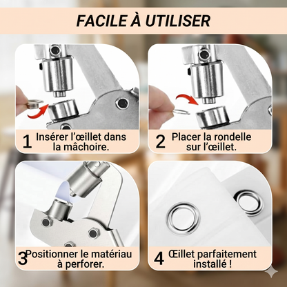 FixAll Max – La pince perforatrice polyvalente avec kit d'œillets complet
