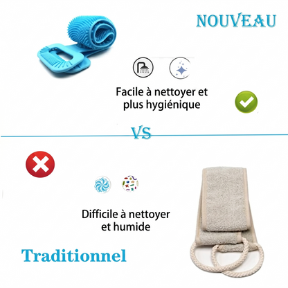 PuraSkin 360 – L'accessoire de douche double face pour exfolier et masser votre corps