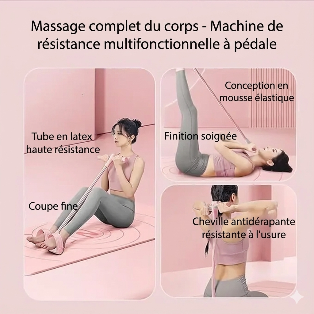 FitPedal™ – Système de résistance à 8 tubes pour sculpture musculaire et cardio à domicile