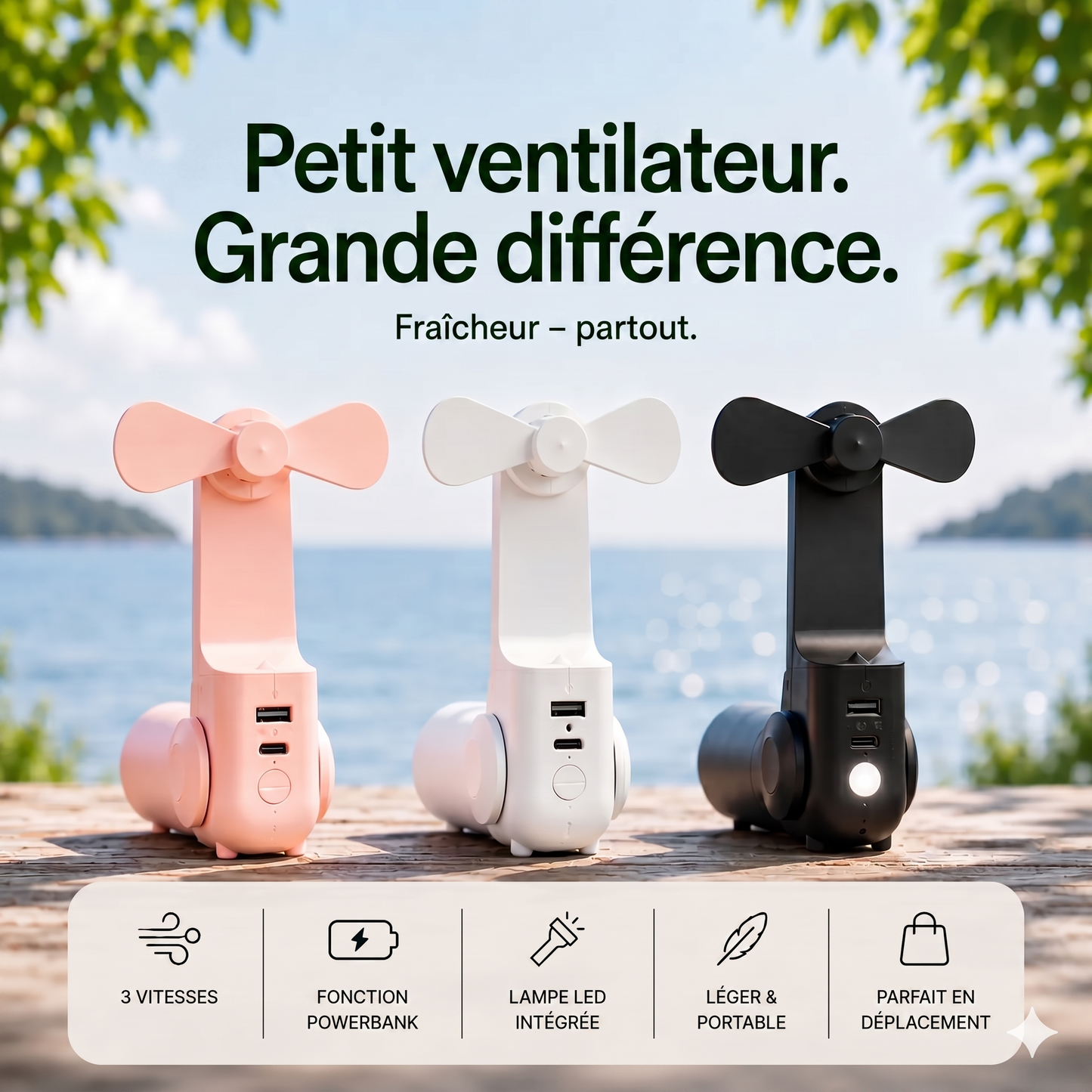 BreezePack 3-en-1 – La fraîcheur nomade qui recharge votre quotidien