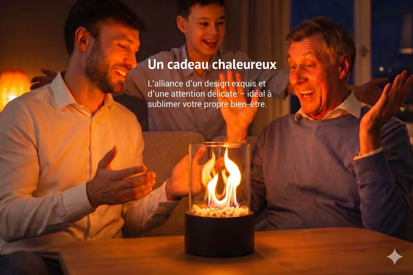 LumiFire – La cheminée de table au bioéthanol à flamme panoramique