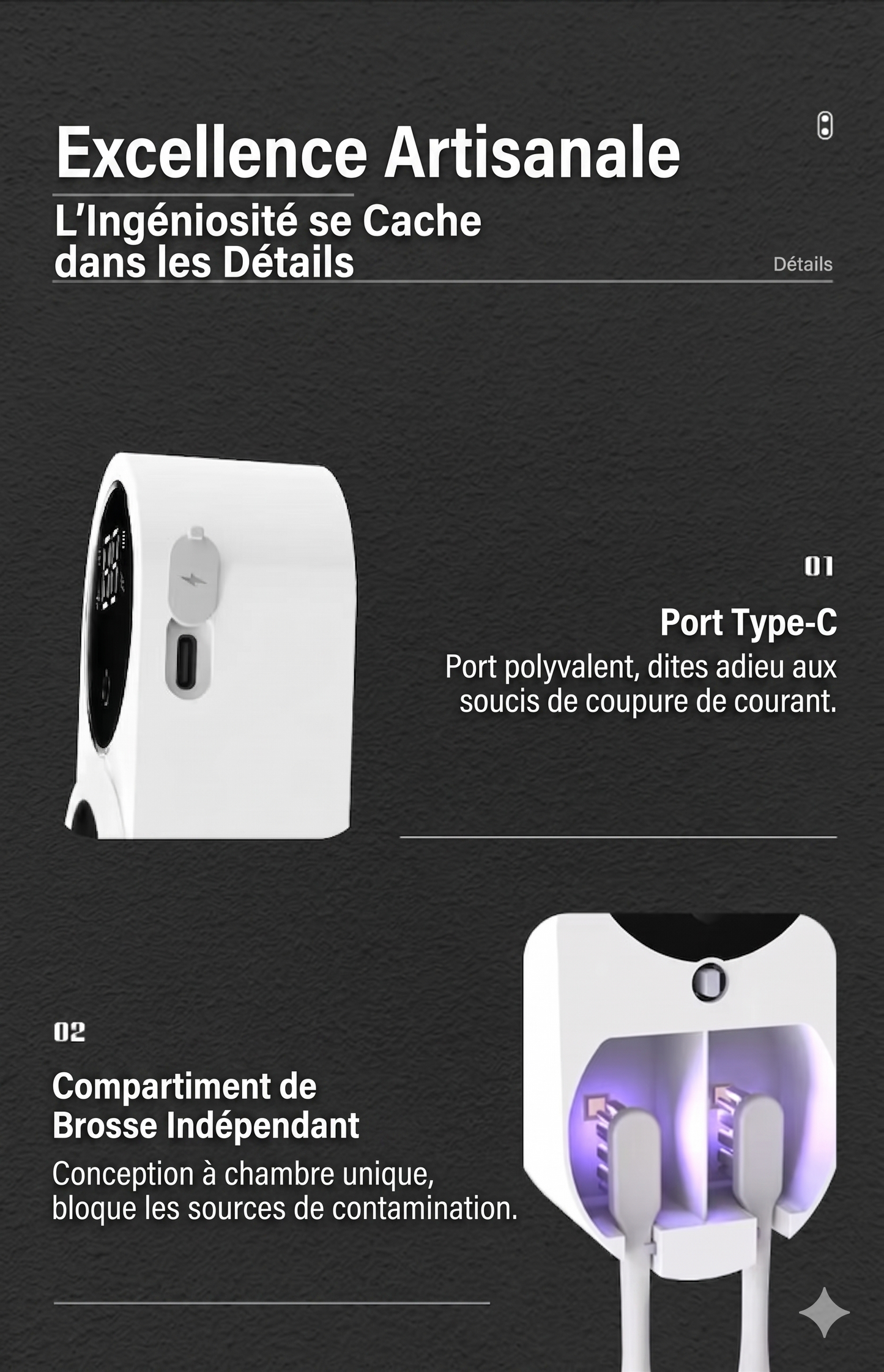 PureBrush – Le stérilisateur UVC intelligent pour une brosse à dents toujours saine et sèche
