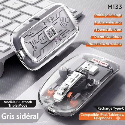 ClickMaster Pro™ – La souris mécanique silencieuse à trois modes de connexion