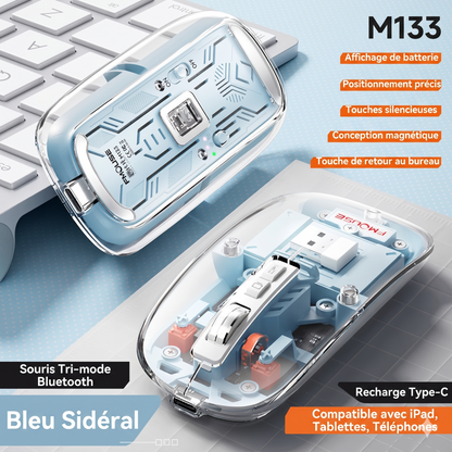 ClickMaster Pro™ – La souris mécanique silencieuse à trois modes de connexion