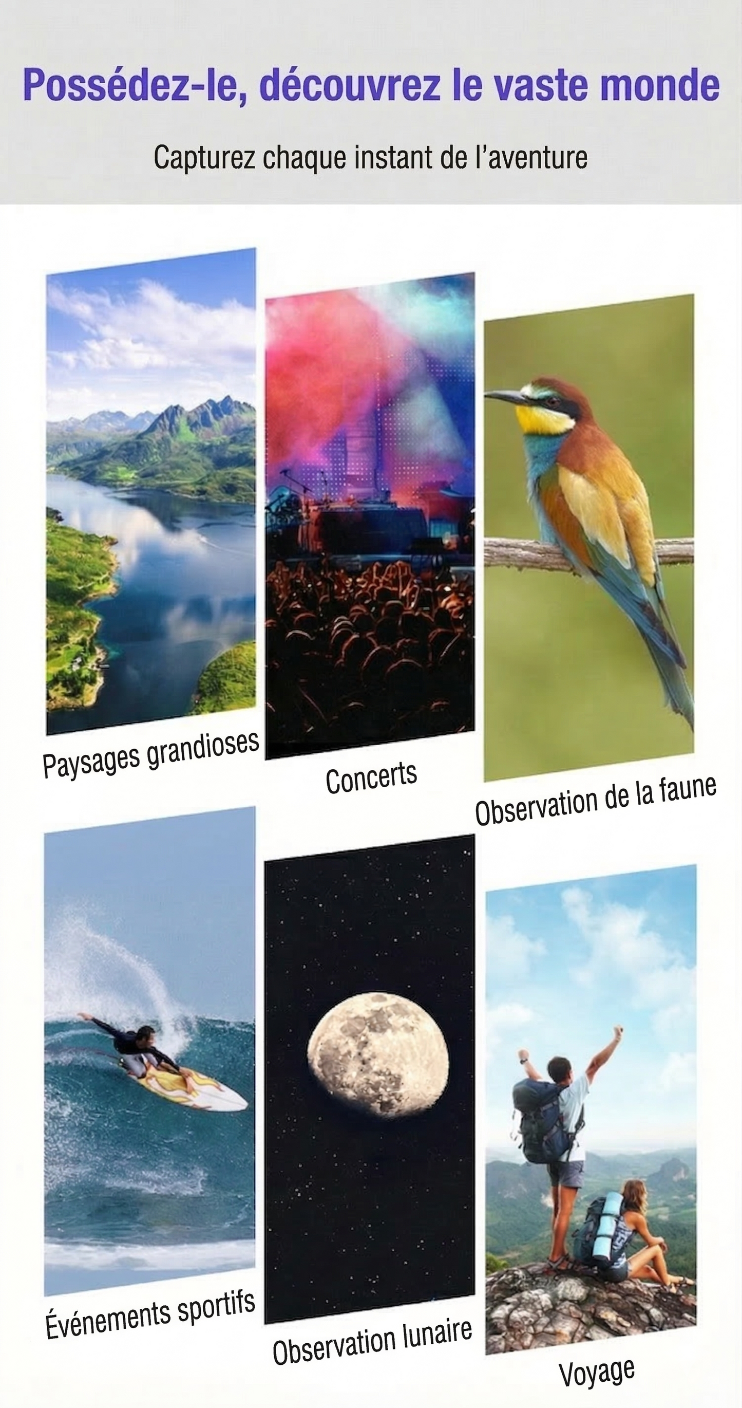 Télescope monoculaire HD avec support pour téléphone – Zoom 40x60, idéal pour l'observation des oiseaux et la chasse