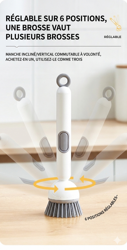 Brosse de cuisine à réservoir de liquide-Nettoyage à 360° sans angles morts  （1 acheté = 1 offert）