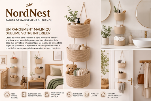 NordNest – Le panier de rangement suspendu en coton naturel