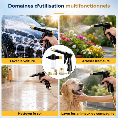 AquaJet Foam – Le pistolet haute pression 2-en-1 avec réservoir à mousse