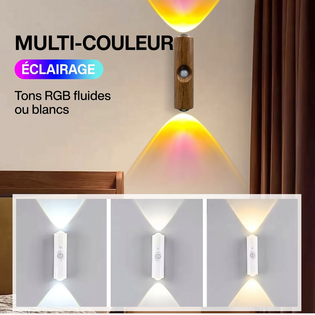 LumiMotion – L'applique murale magnétique RGB à détecteur de mouvement