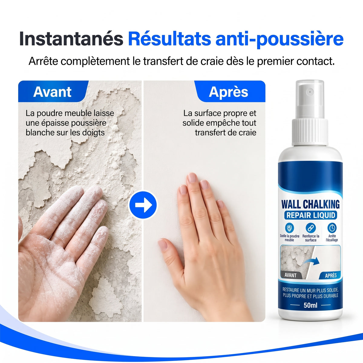 DustLock – Scelle instantanément le plâtre altéré et élimine l'effritement pour créer une base solide et durable