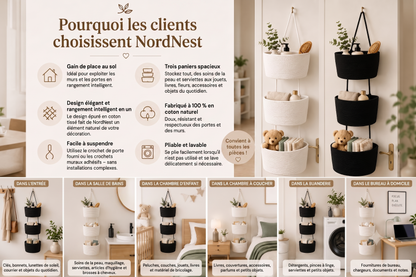 NordNest – Le panier de rangement suspendu en coton naturel