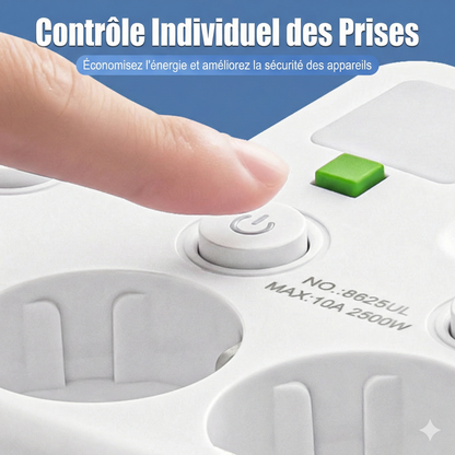 EspaceNet™ – Hub Secteur & USB 4-en-1 : Contrôle Individuel et Veilleuse Douce