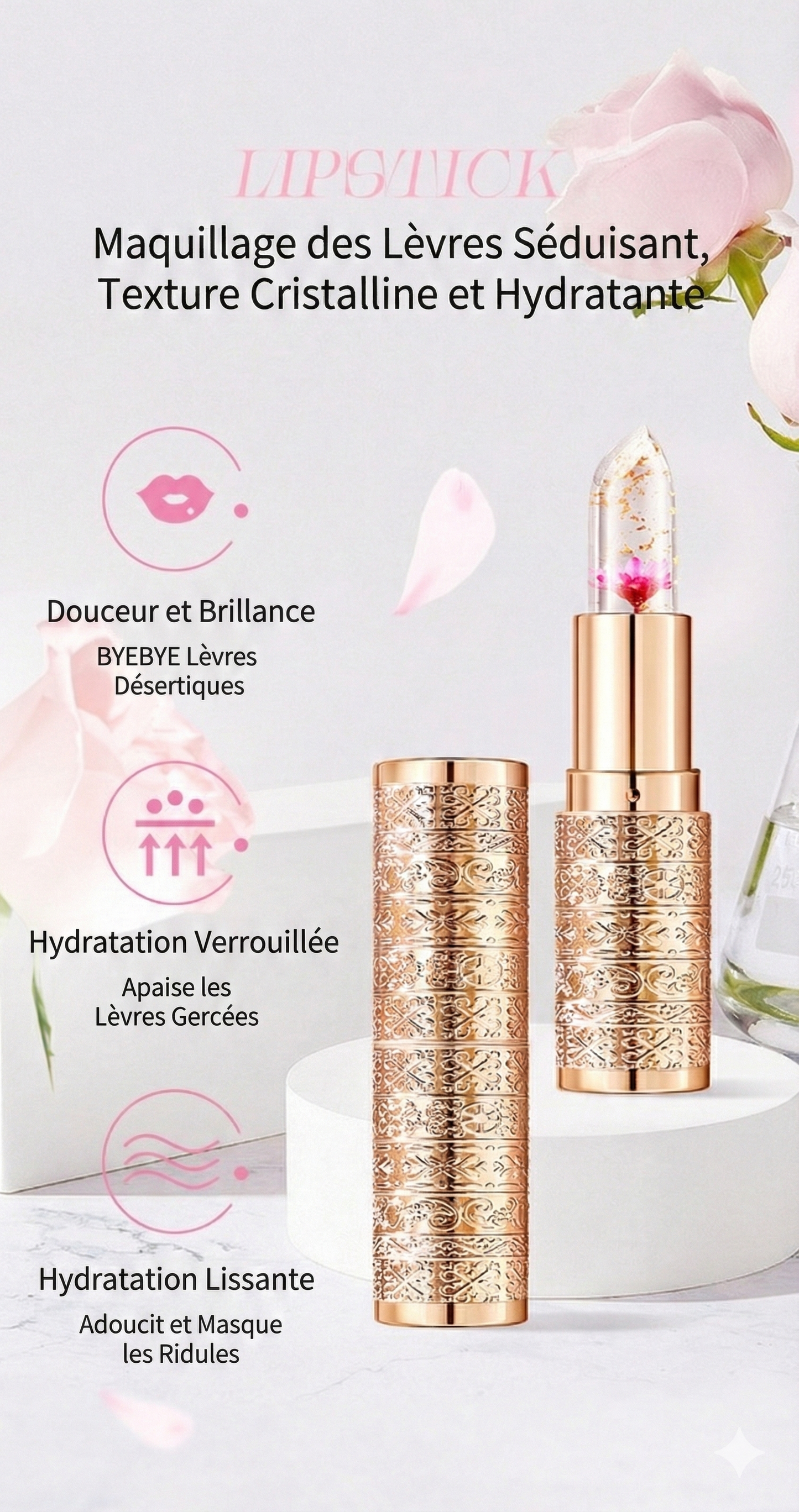 SatinGelée™ – Hydratation 5D et lèvres repulpées  （2 achetés = 1 offert）