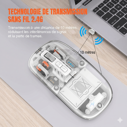 ClickMaster Pro™ – La souris mécanique silencieuse à trois modes de connexion