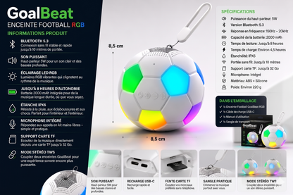 GoalBeat RGB – L'enceinte Bluetooth football qui fait vibrer vos playlists
