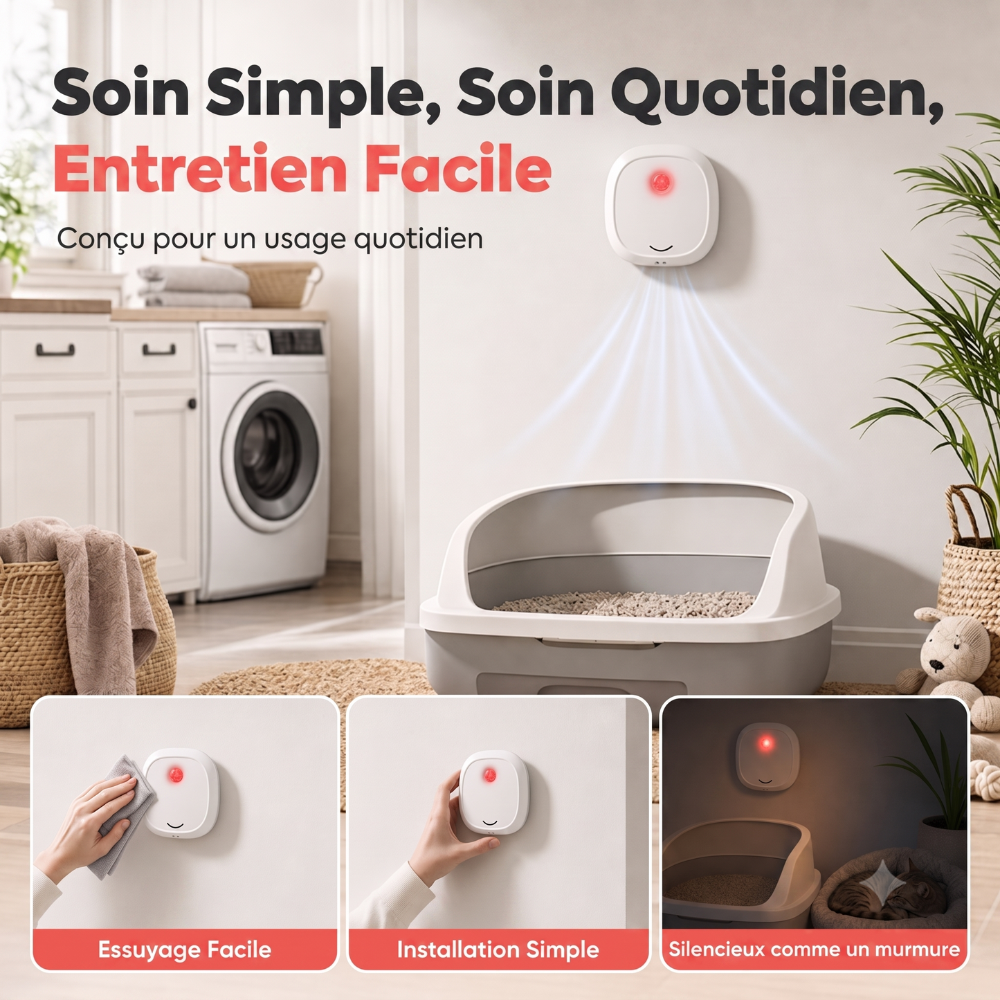 OdorFree – Purificateur d'air intelligent aux ions négatifs pour éliminer efficacement les odeurs