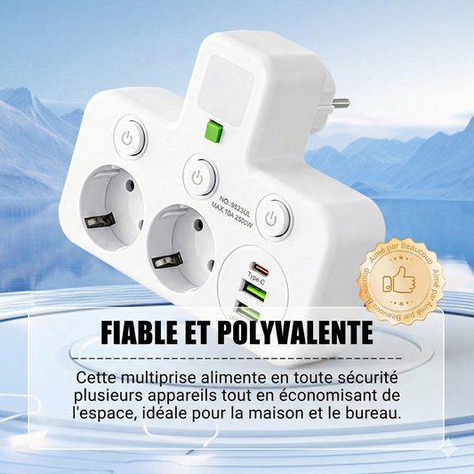 EspaceNet™ – Hub Secteur & USB 4-en-1 : Contrôle Individuel et Veilleuse Douce