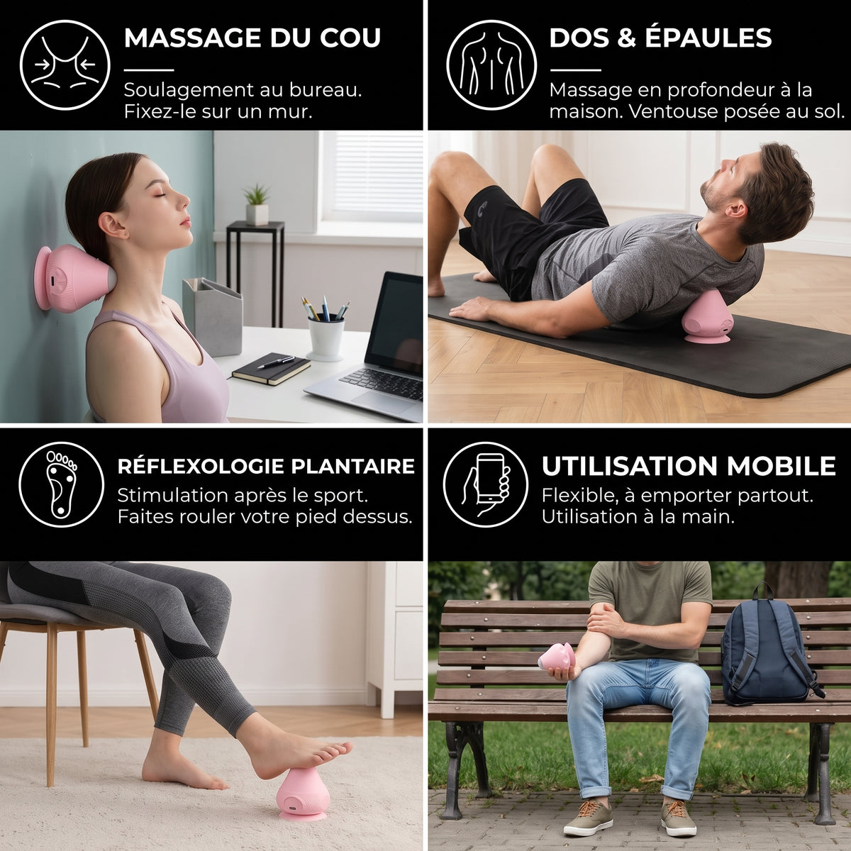 TriggerGrip – Balle d'auto-massage avec ventouse pour points de déclenchement