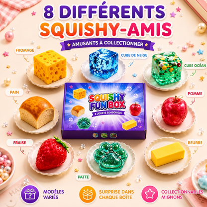 SquishyFun – La Mystery Box de 8 squishies virauxLe coffret surprise de squishies anti-stress