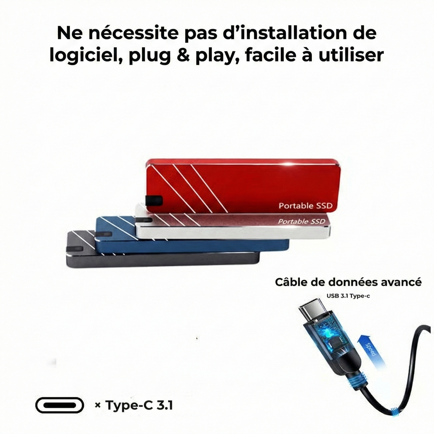 TurboStorage™ – Disque Dur Externe SSD Portable Ultra-Mini (Mise à jour 500 Go)