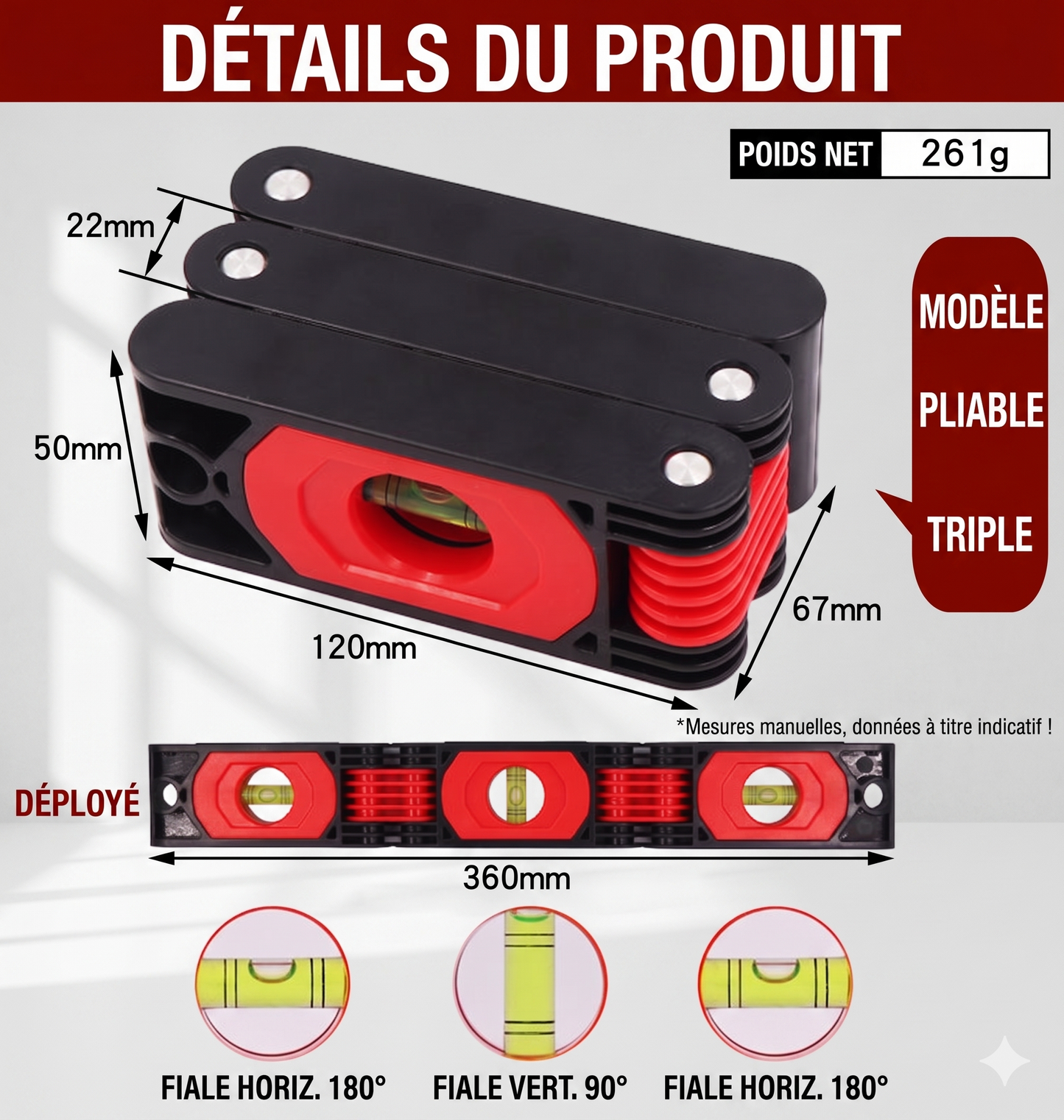 FlexiLevel – Le niveau pliable et magnétique pour des mesures de haute précision