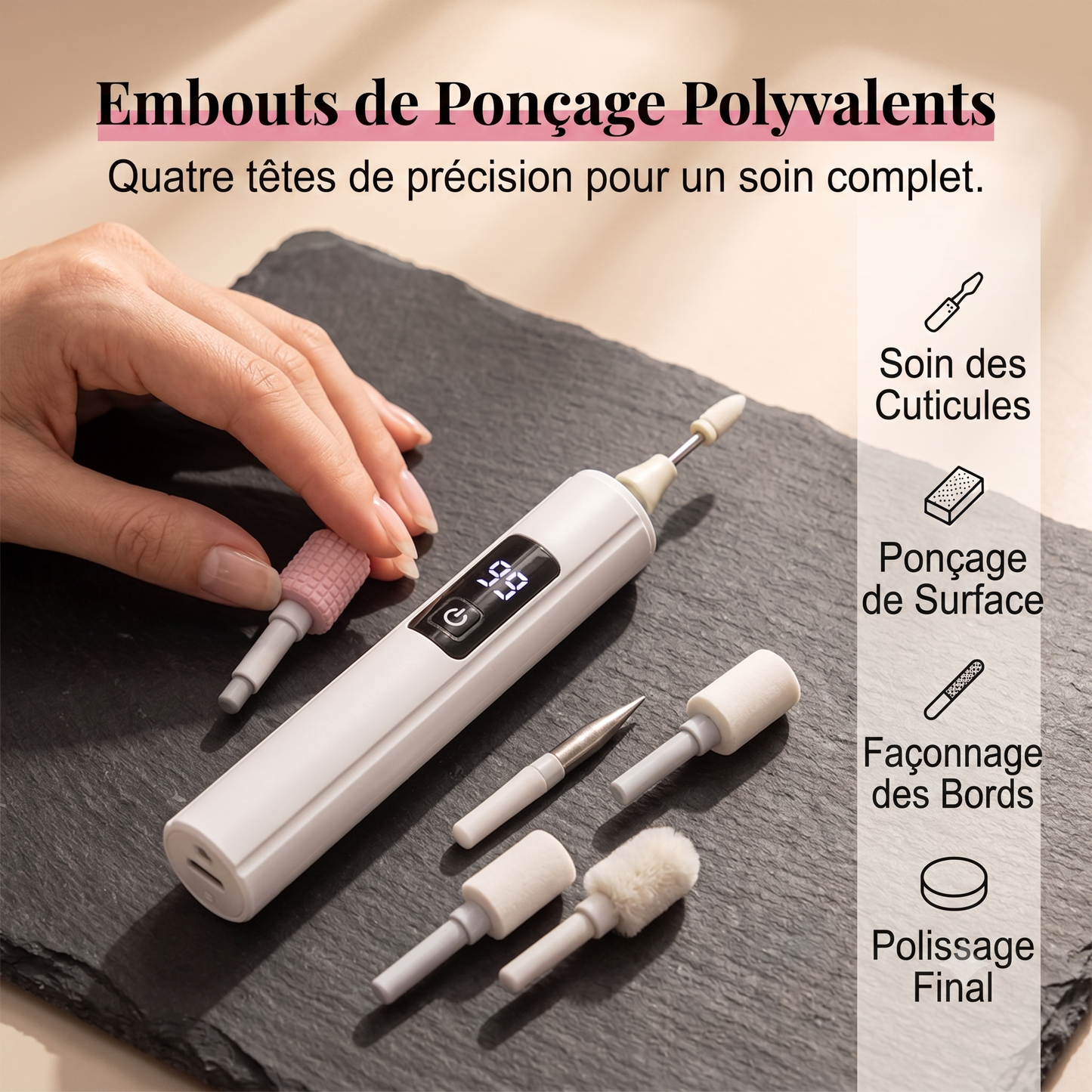 ProDrill – La ponceuse professionnelle à 4 embouts interchangeables