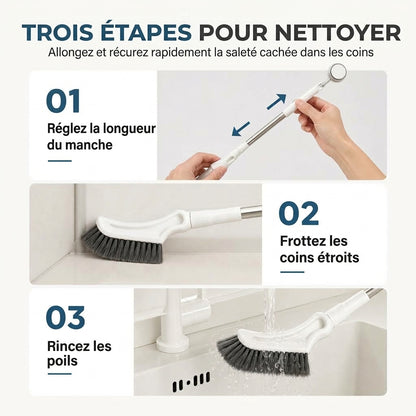 CornerScrub Pro – La brosse de nettoyage extensible à poils rigides