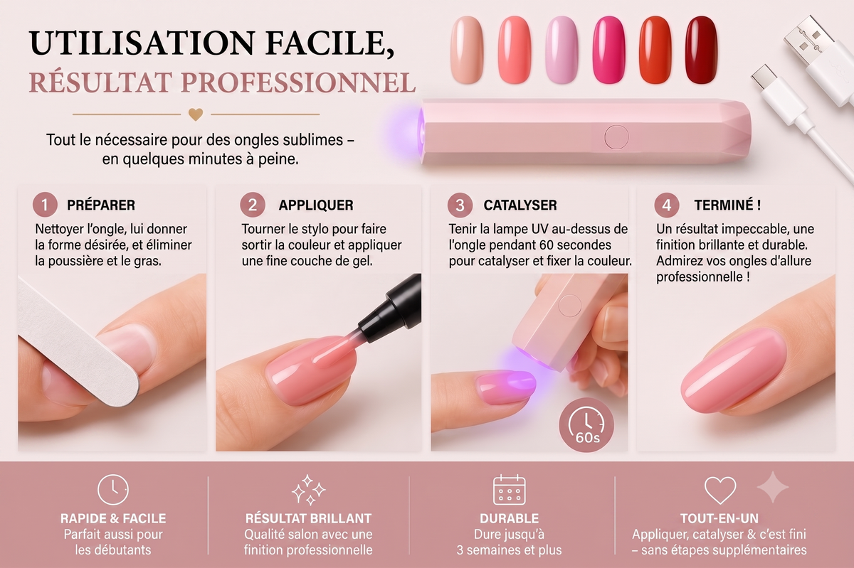 SalonPen – Stylo gel 3-en-1 révolutionnaire, Application ultra-précise à domicile