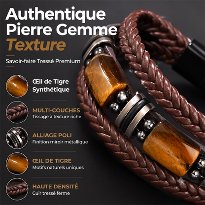 TigerStyle – Bracelet en cuir PU et œil de tigre pour une allure brute, puissante et raffinée