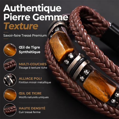 TigerStyle – Bracelet en cuir PU et œil de tigre pour une allure brute, puissante et raffinée