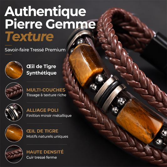 TigerStyle – Bracelet en cuir PU et œil de tigre pour une allure brute, puissante et raffinée