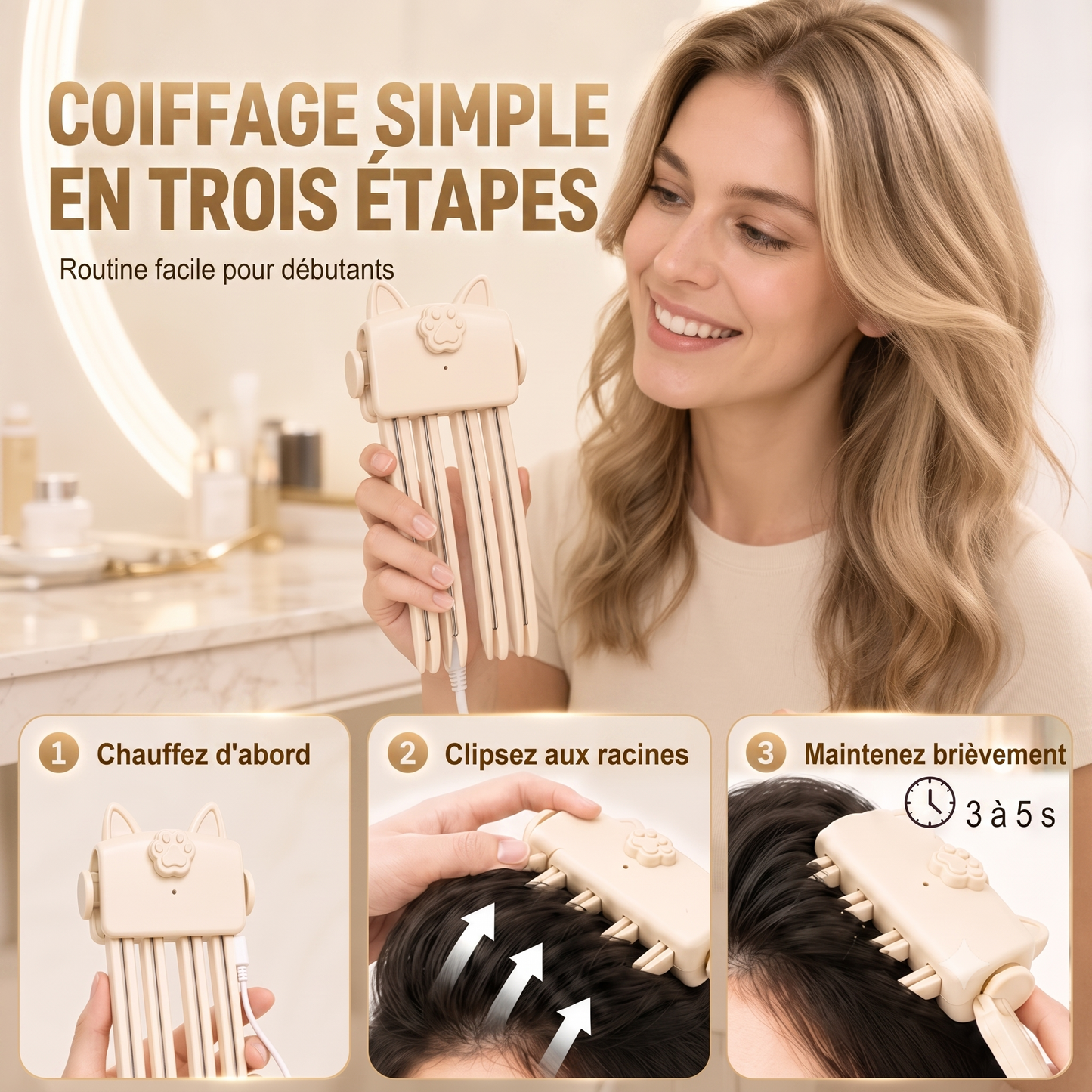 VoluRoot – Pince chauffante sans fil pour un volume généreux dès la racine