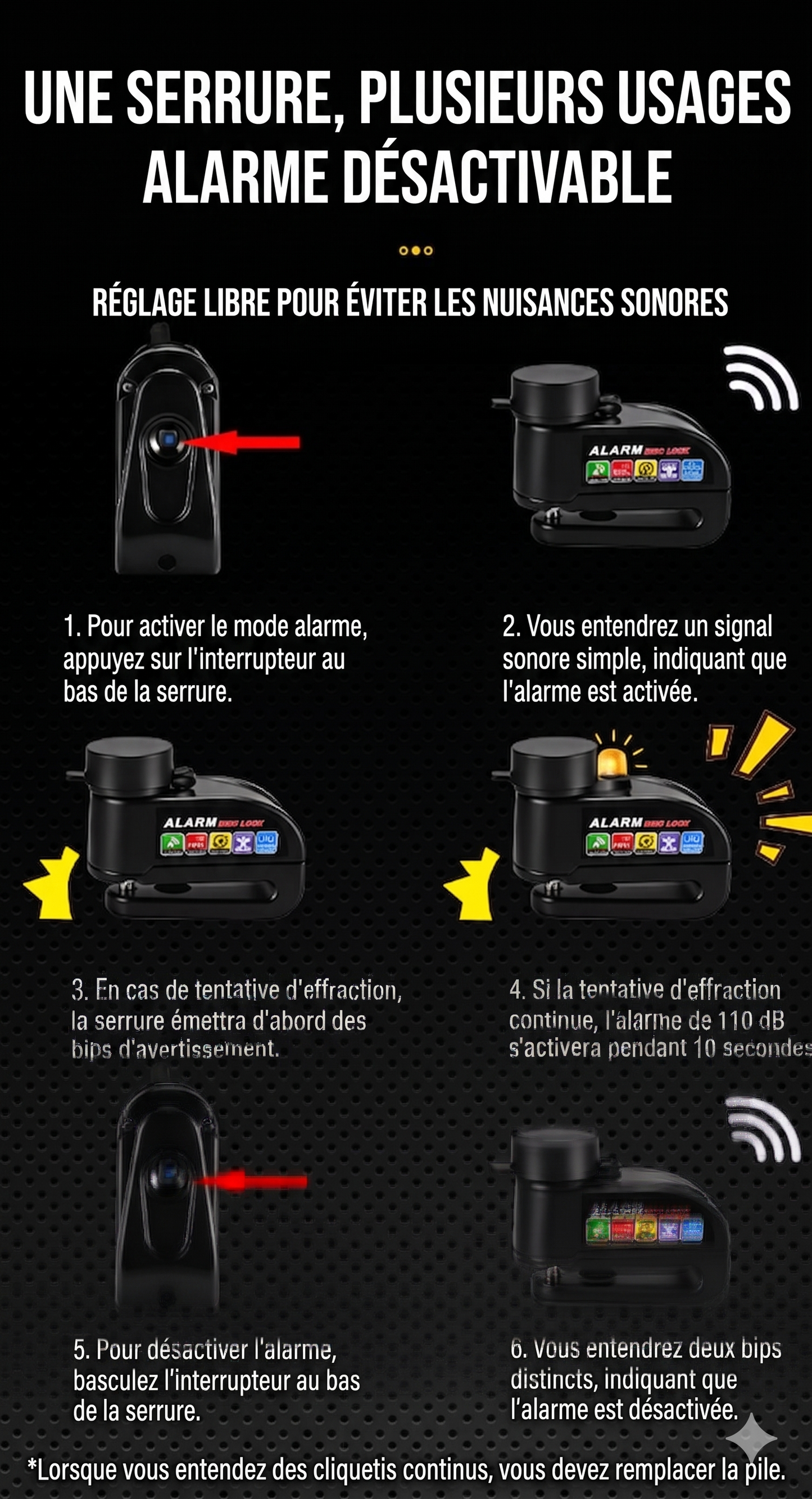 SafeRide 360 – Étanche et résistant à l'effraction, convient aux motos, vélos et scooters. Équipé d'une fonction d'alarme pour une sécurité optimale.