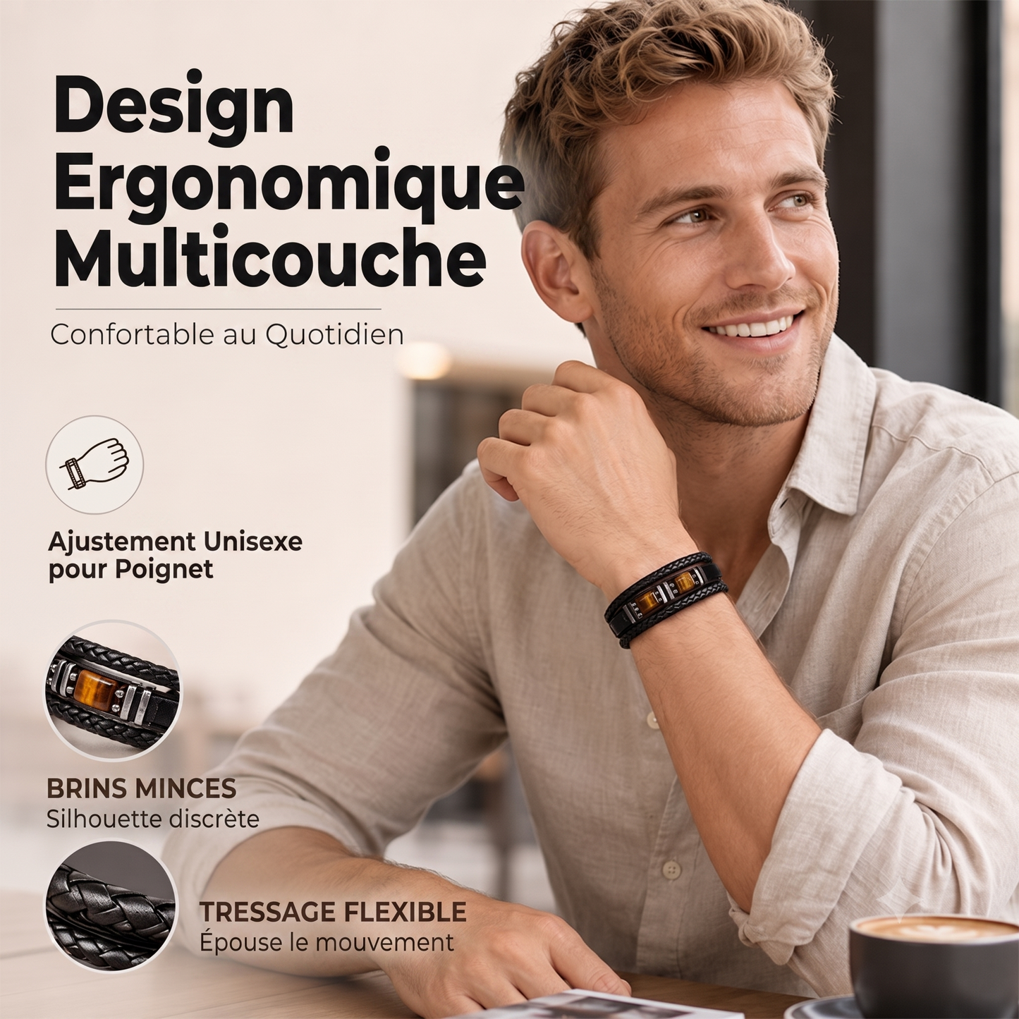 TigerStyle – Bracelet en cuir PU et œil de tigre pour une allure brute, puissante et raffinée