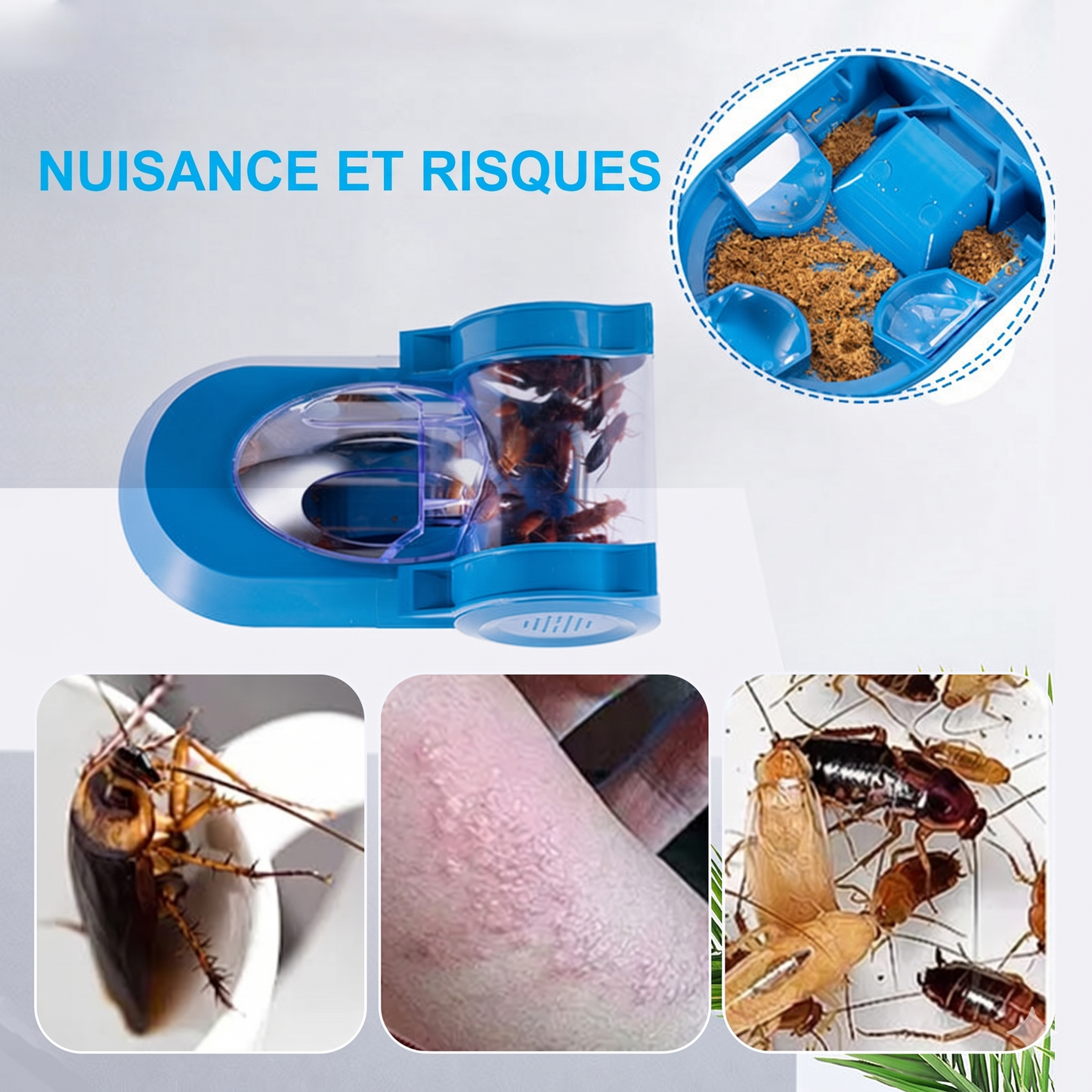 RoachTrap Pro – Le piège à cafards réutilisable et confiné pour une maison saine  （10 paquets d'appâts offerts）