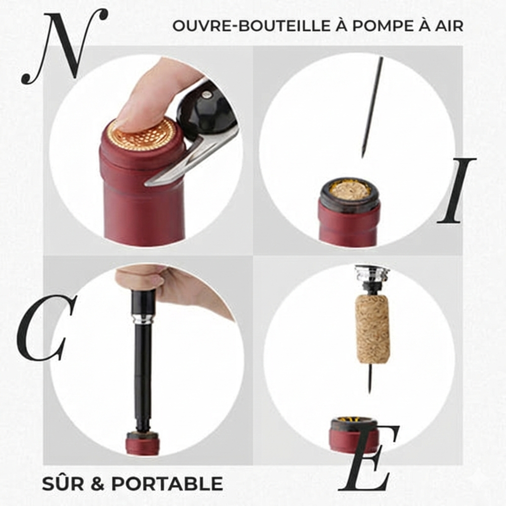 Tire-Bouchon à Pompe à Air - Bec verseur GRATUIT avec votre commande