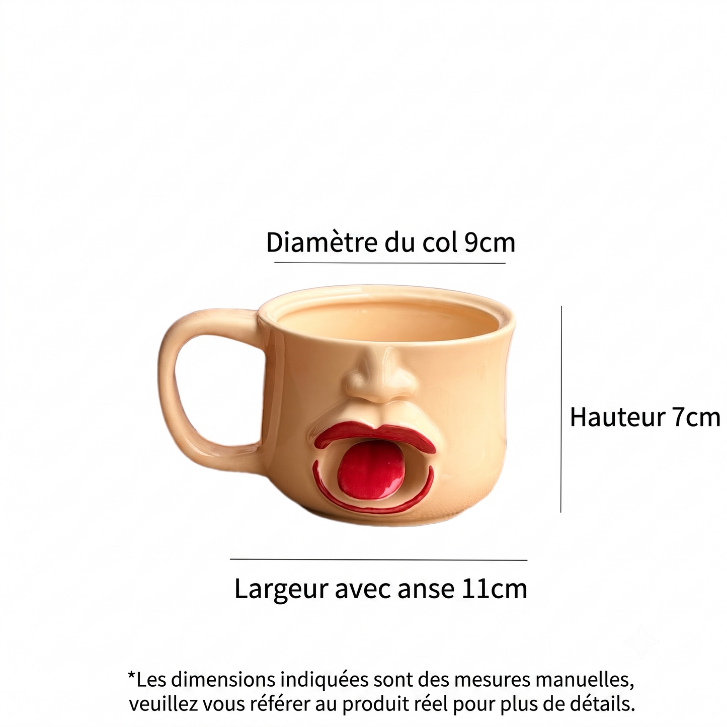 CrazyFace –  Mug en céramique humoristique avec la langue tirée