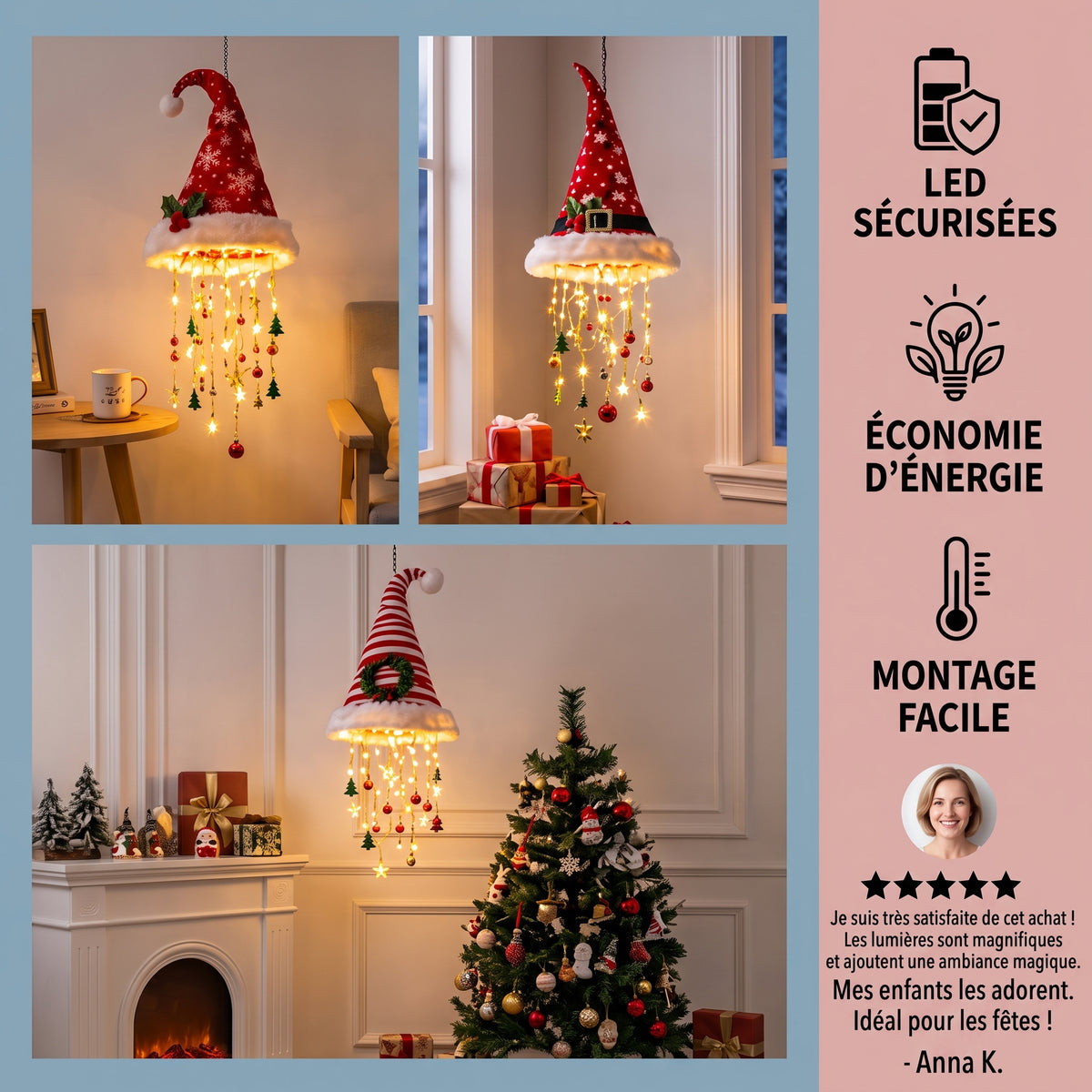 SantaGlow – Le bonnet de Père Noël lumineux à LED