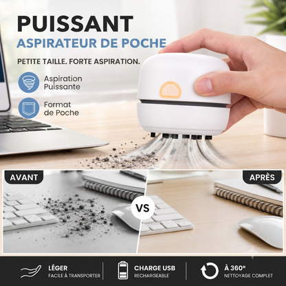 SilentPower – Aspiration puissante et silencieuse pour éliminer efficacement miettes, papier et poils