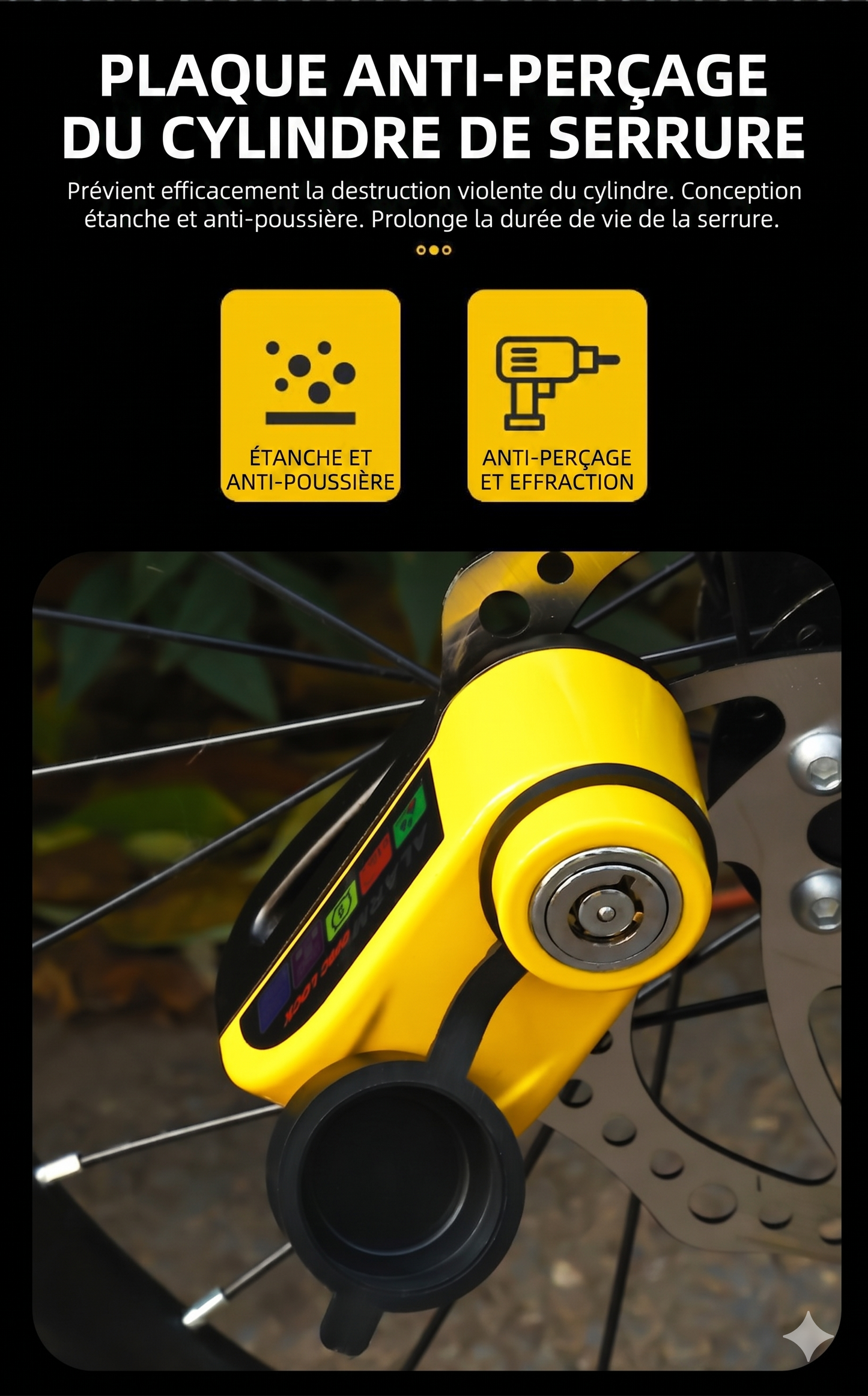 SafeRide 360 – Étanche et résistant à l'effraction, convient aux motos, vélos et scooters. Équipé d'une fonction d'alarme pour une sécurité optimale.