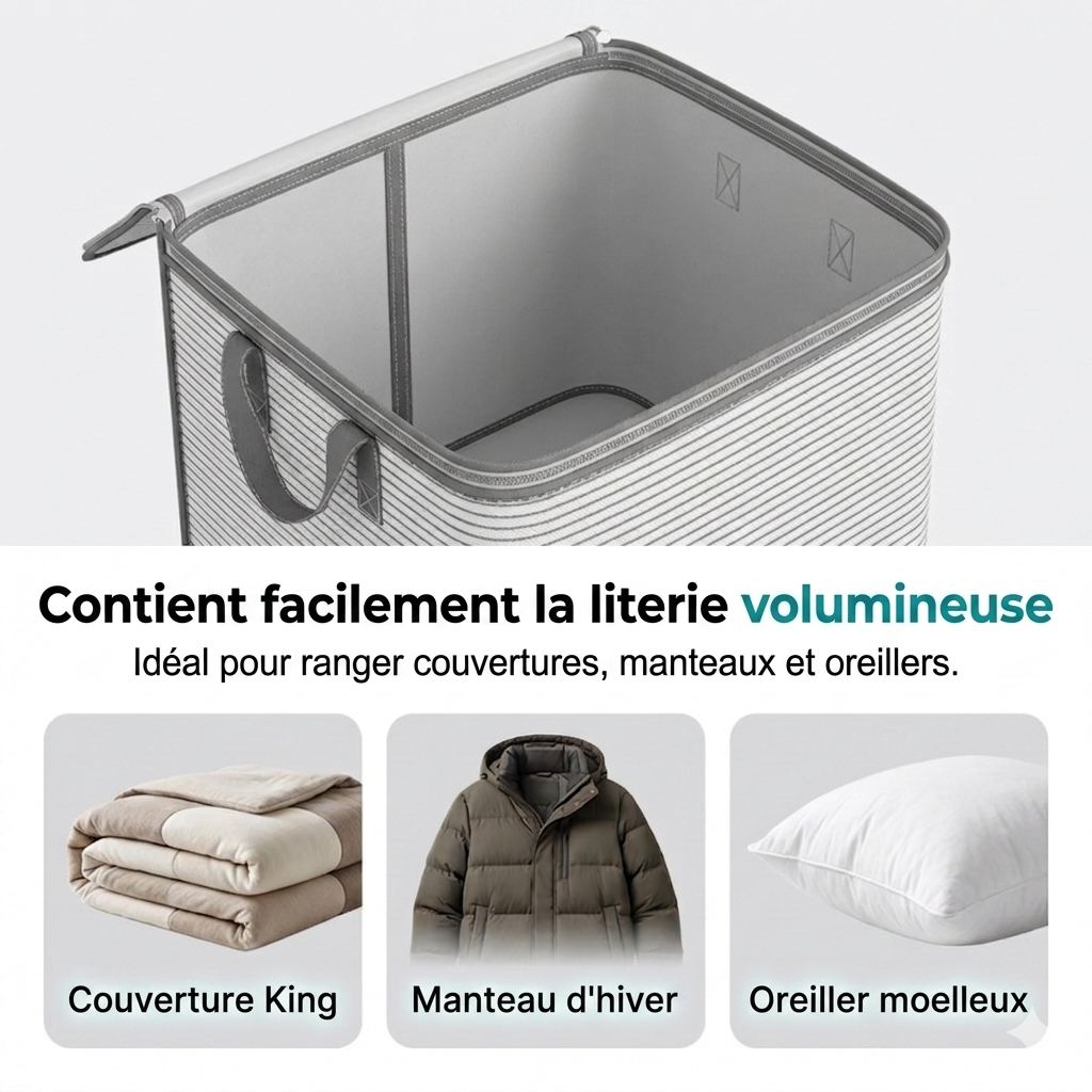 MaxiStore – Le sac de rangement très grande capacité pour une organisation optimale de votre literie et de vos vêtements