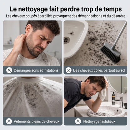 CleanCut – Le bavoir de coiffure imperméable à gouttière