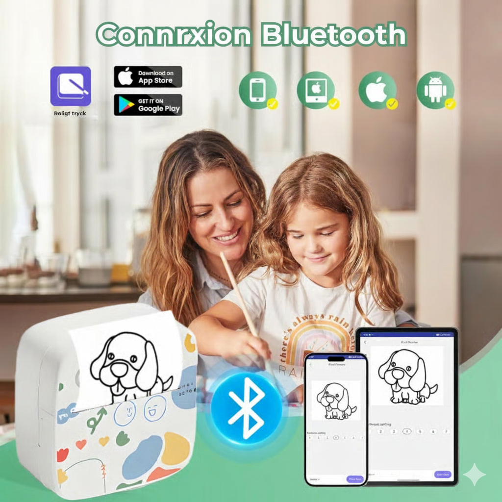 PocketiPrint™ – Impression thermique HD instantanée et sans encre Plus 3 rouleaux d'autocollants colorés