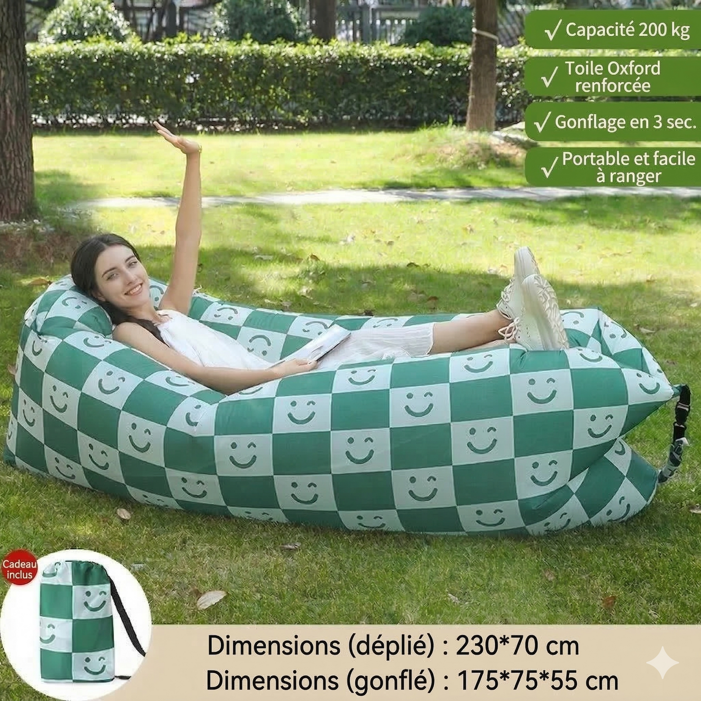 TerraVague™ – Sofa gonflable polyvalent pour terre et mer
