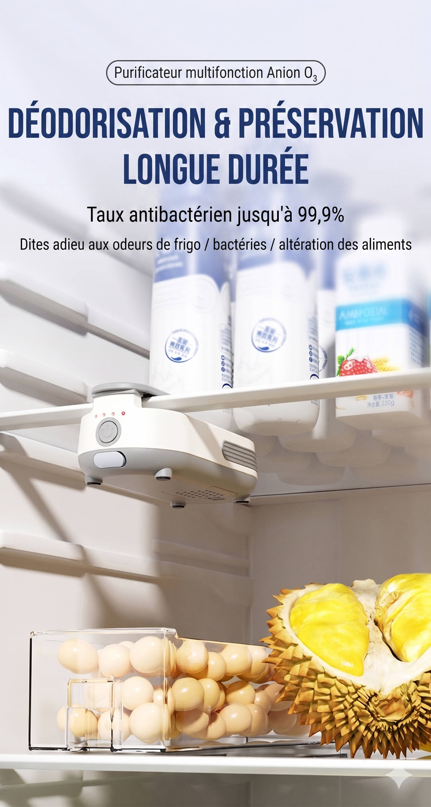 PureZon – Le purificateur à l'ozone avancé pour prolonger la fraîcheur et stériliser votre réfrigérateur