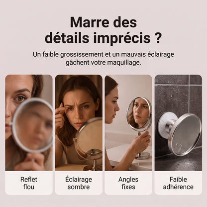 LumiZoom – Le miroir grossissant 10x LED à ventouse