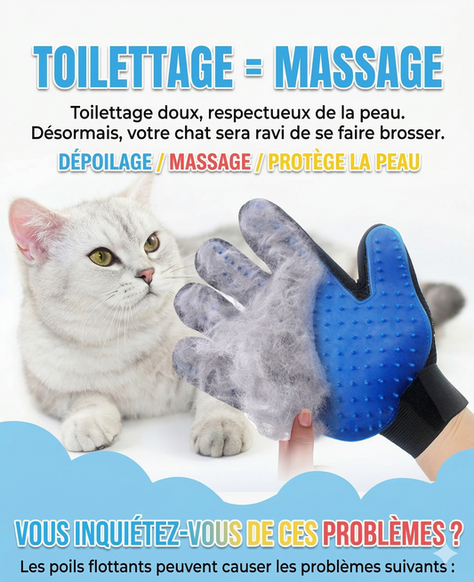 SoftPelage™ – Gants de massage en silicone souple pour l'épilation des poils d'animaux