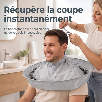 CleanCut – Le bavoir de coiffure imperméable à gouttière