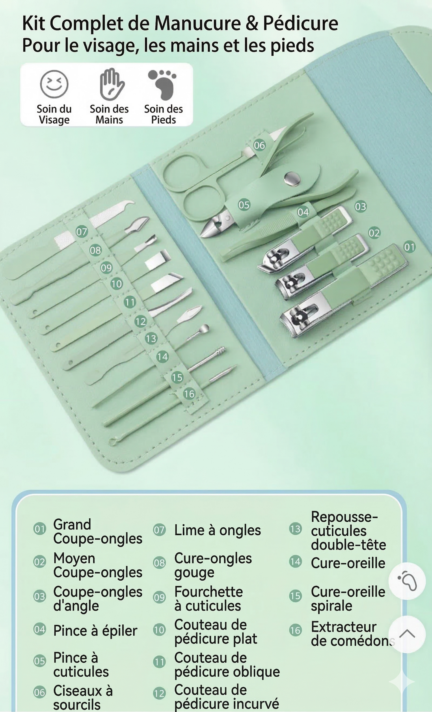 OmniSoin 16™ – Kit complet manucure, pédicure et visage